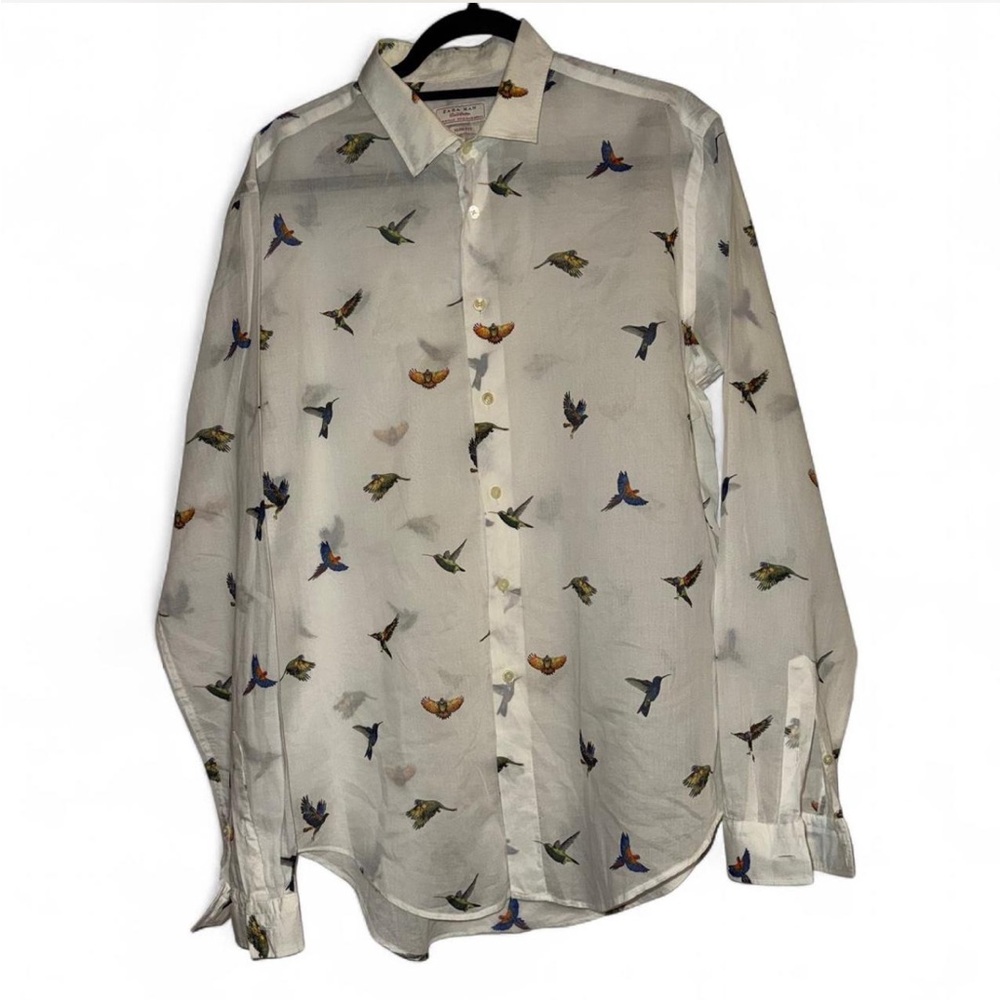 Zara white bird print shirt